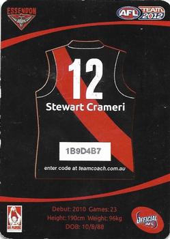2012 Team Zone AFL Team - Silver Code #135 Stewart Crameri Back